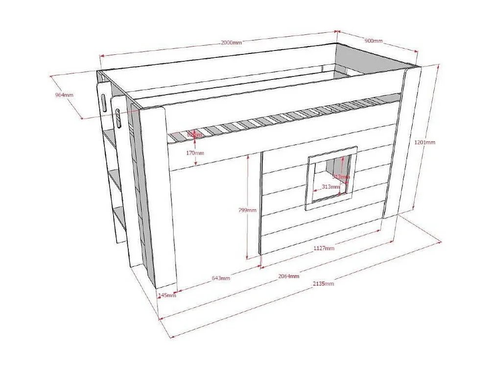 Lit Enfant Cabane "Noah" 90x200cm Blanc