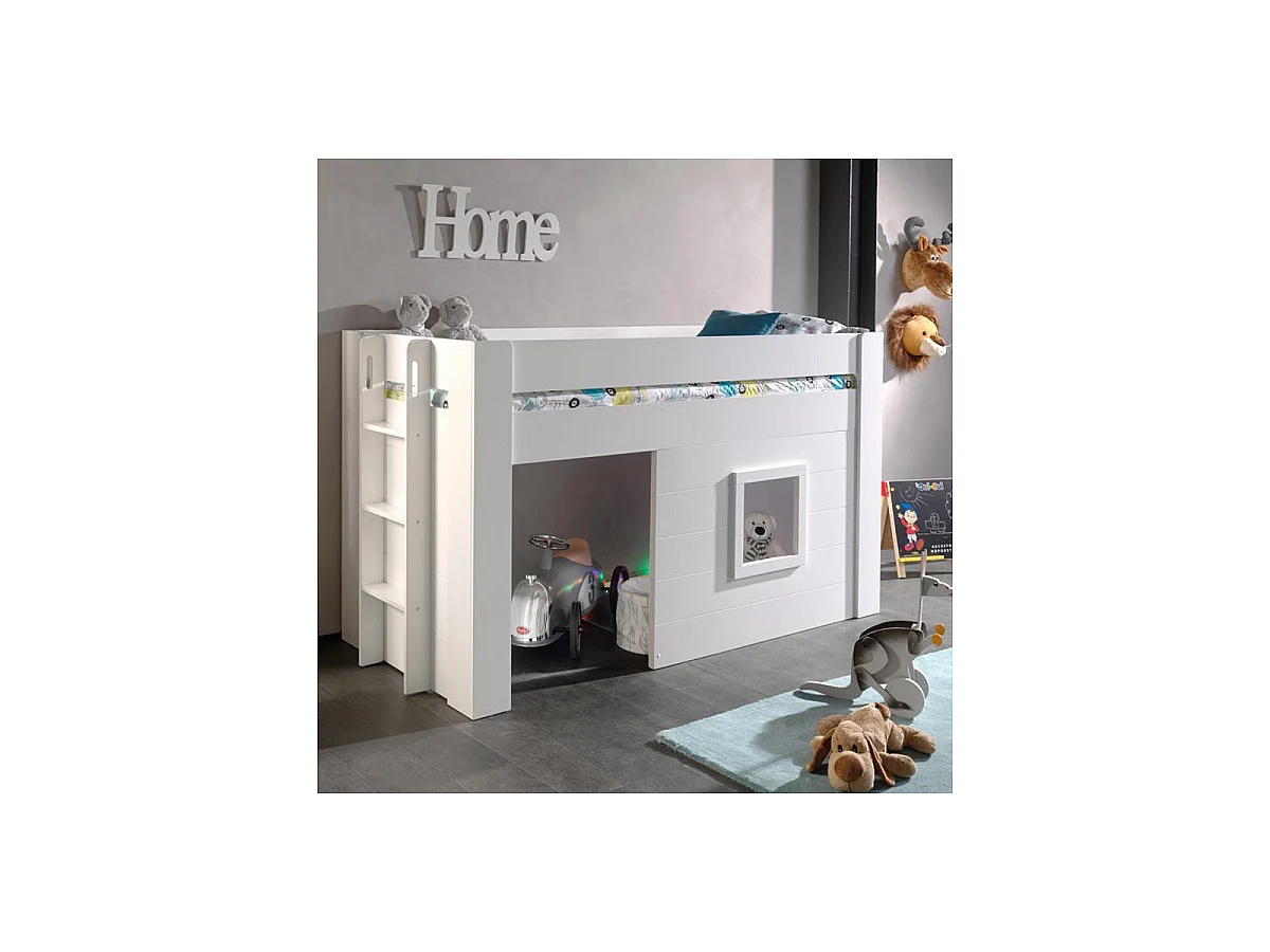 Lit Enfant Cabane "Noah" 90x200cm Blanc