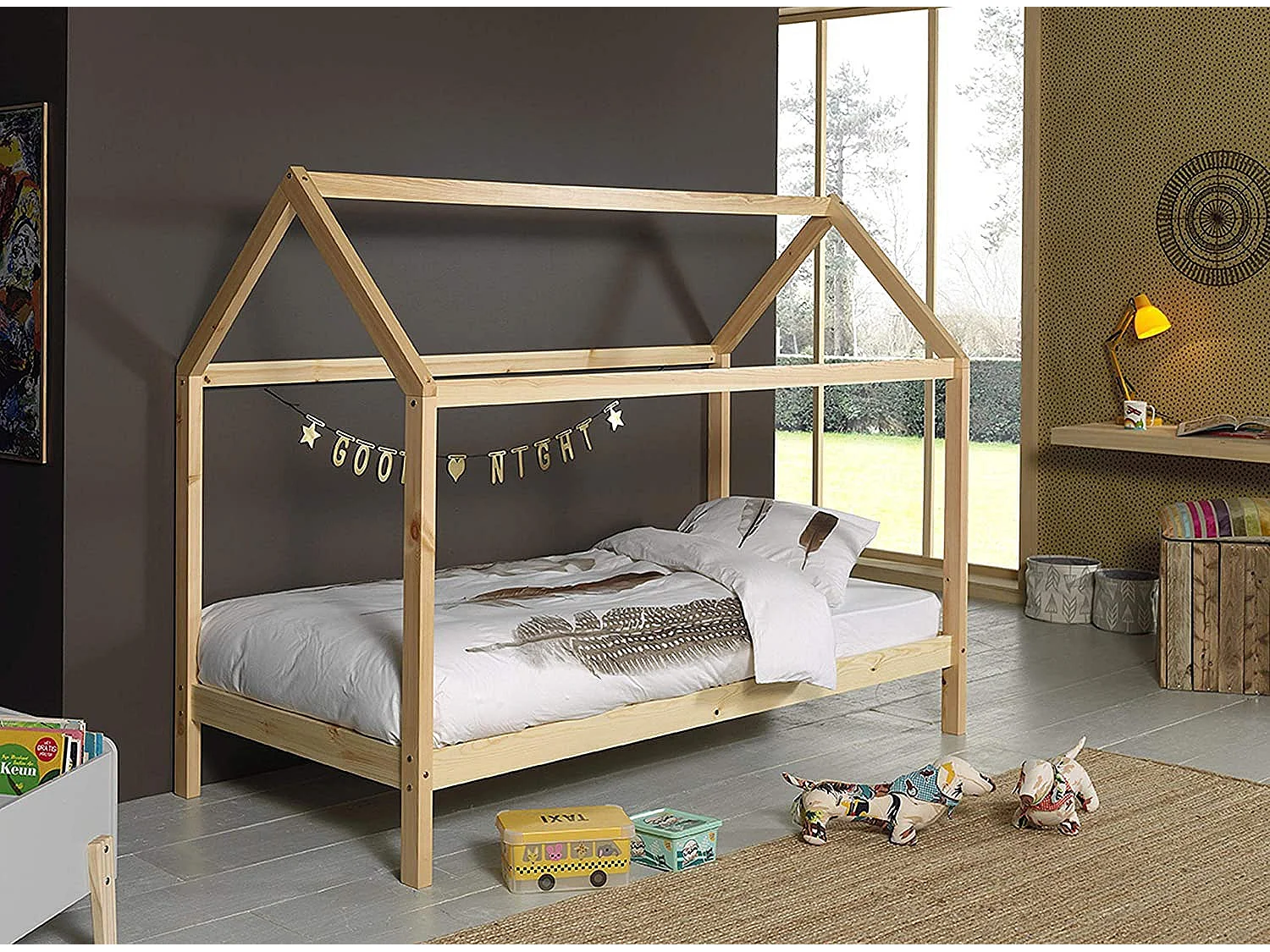 Lit Enfant Cabane "Dallas" 90x200cm Naturel