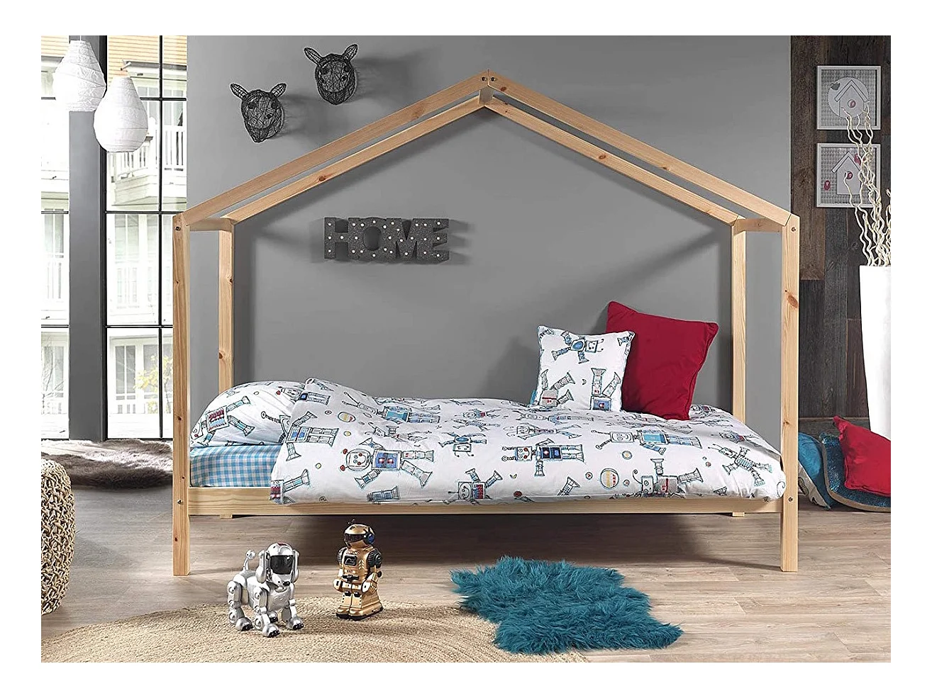 Lit Enfant Cabane "Dallas II" 90x200cm Naturel