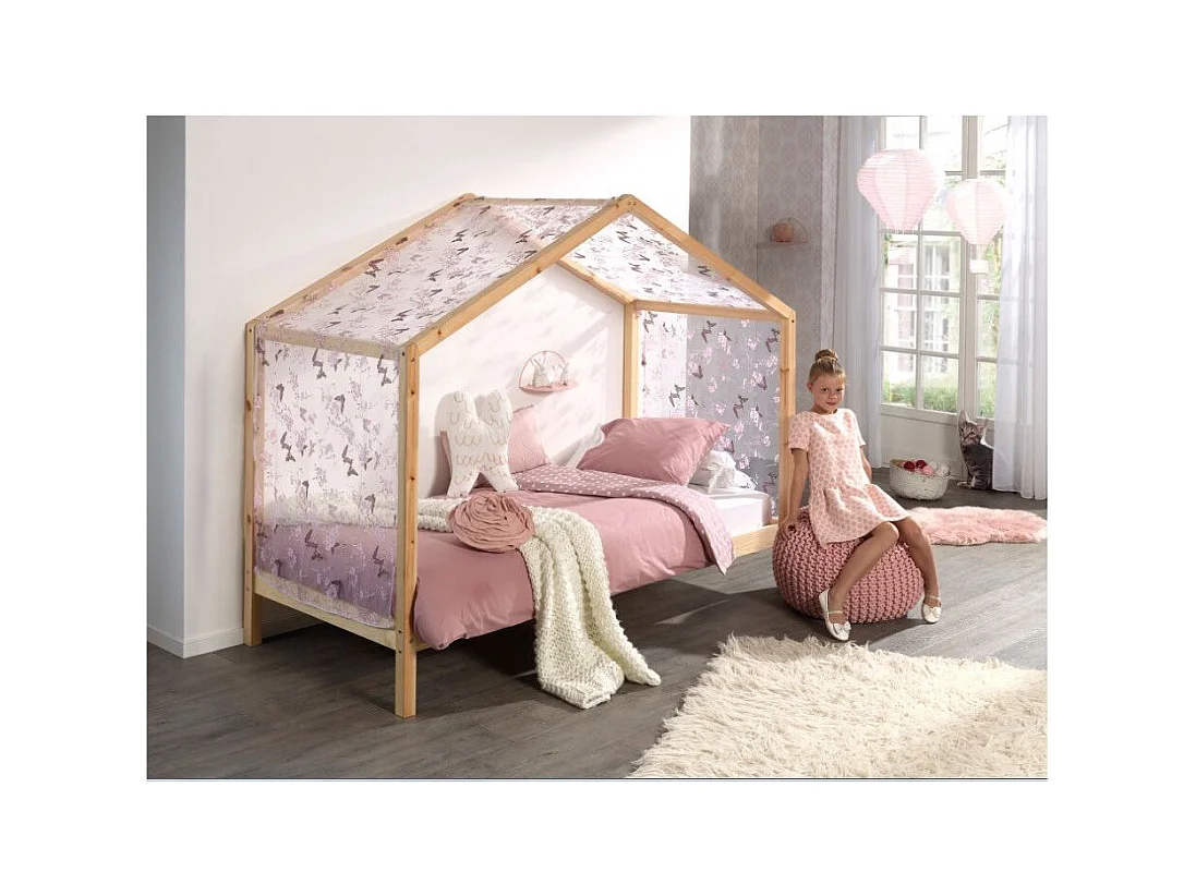 Lit Enfant Cabane "Dallas II" 90x200cm Naturel