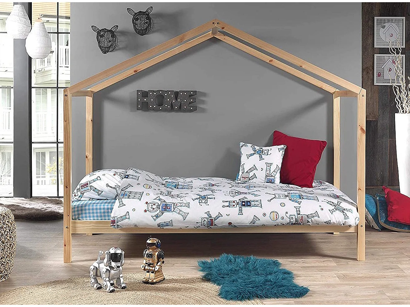 Lit Enfant Cabane "Dallas II" 90x200cm Naturel