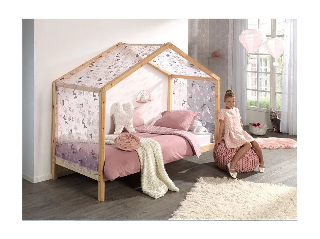 Lit Enfant Cabane "Dallas II" 90x200cm Naturel