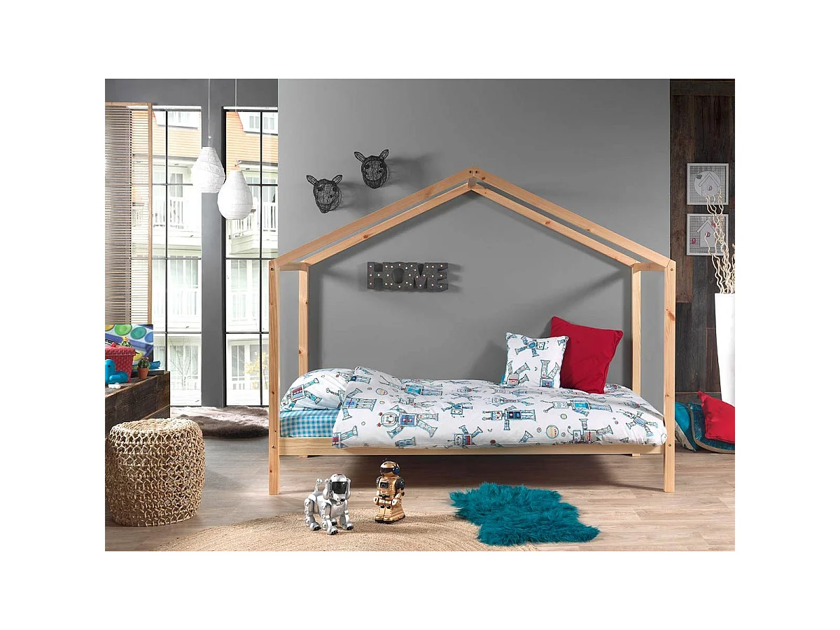 Lit Enfant Cabane "Dallas II" 90x200cm Naturel