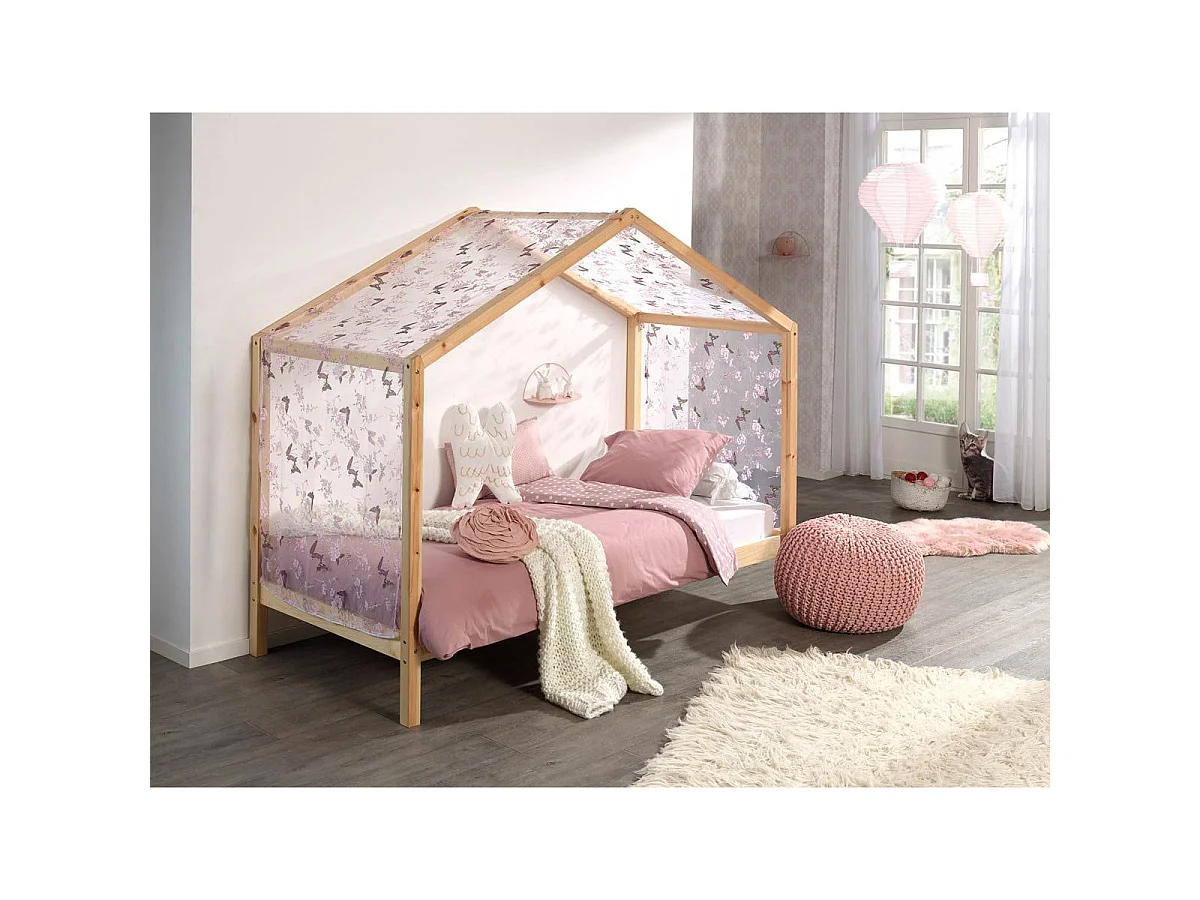 Lit Enfant Cabane "Dallas II" 90x200cm Naturel