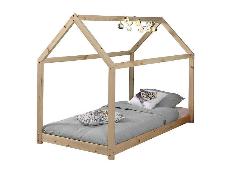 Lit Enfant Design "Cabane" 90x200cm Naturel