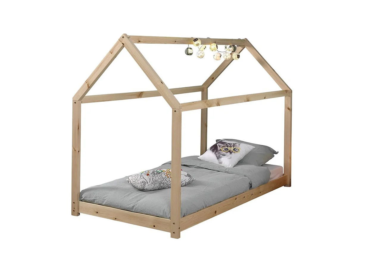 Lit Enfant Design "Cabane" 90x200cm Naturel