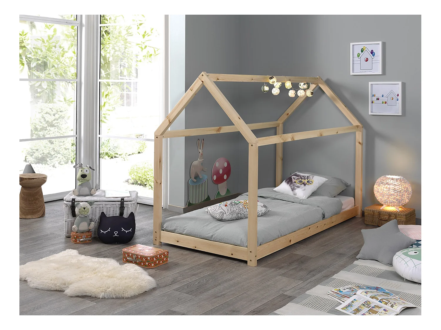Lit Enfant Design "Cabane" 90x200cm Naturel