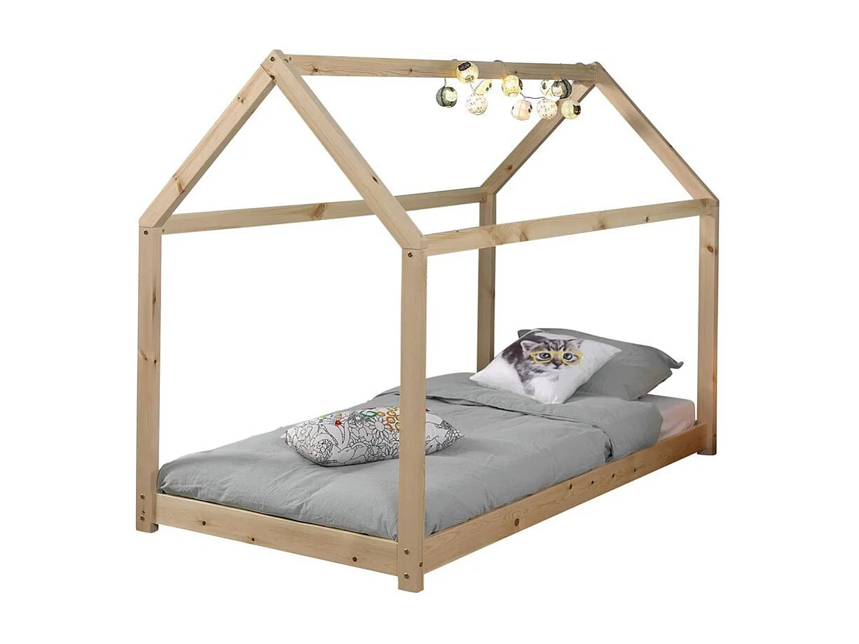 Lit Enfant Design "Cabane" 90x200cm Naturel
