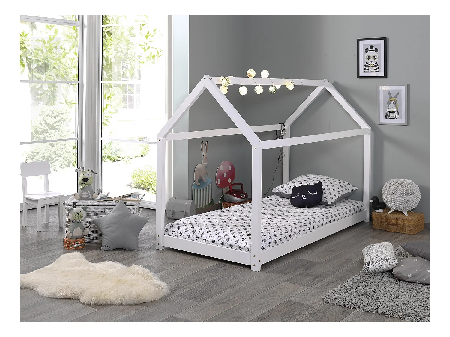 Lit Enfant Design "Cabane" 90x200cm Blanc
