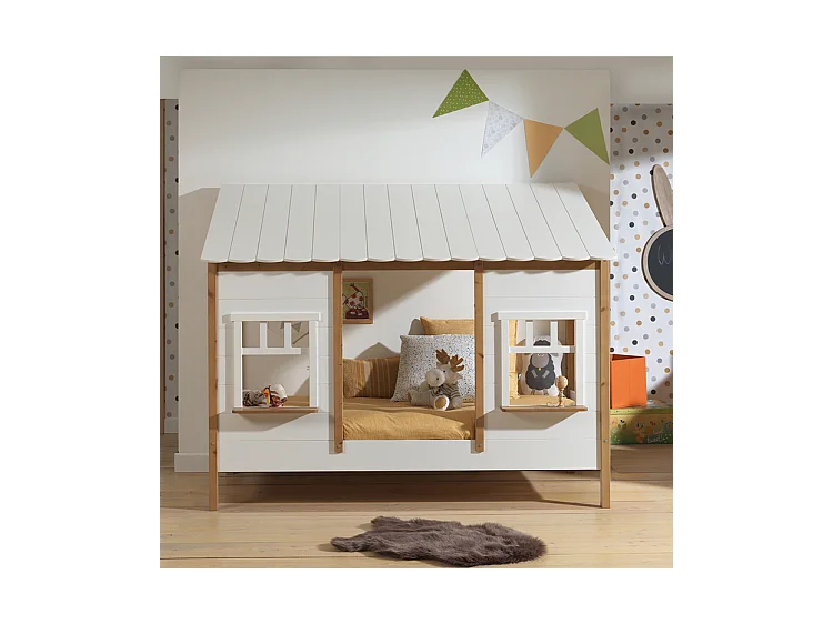 Lit Cabane Enfant "Housebed IV" 90x200cm Blanc