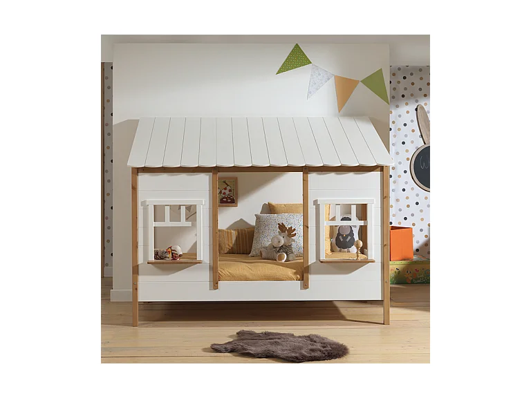 Lit Cabane Enfant "Housebed IV" 90x200cm Blanc