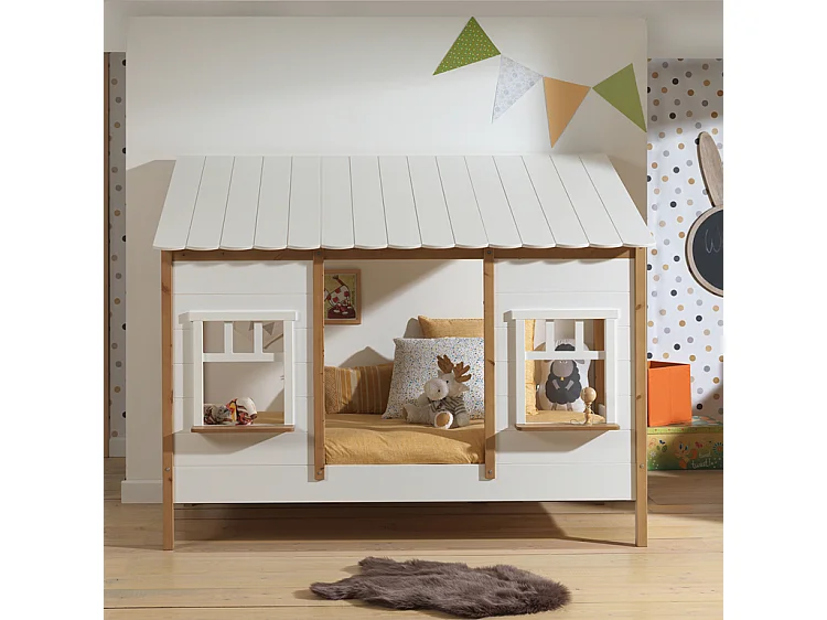 Lit Cabane Enfant "Housebed IV" 90x200cm Blanc