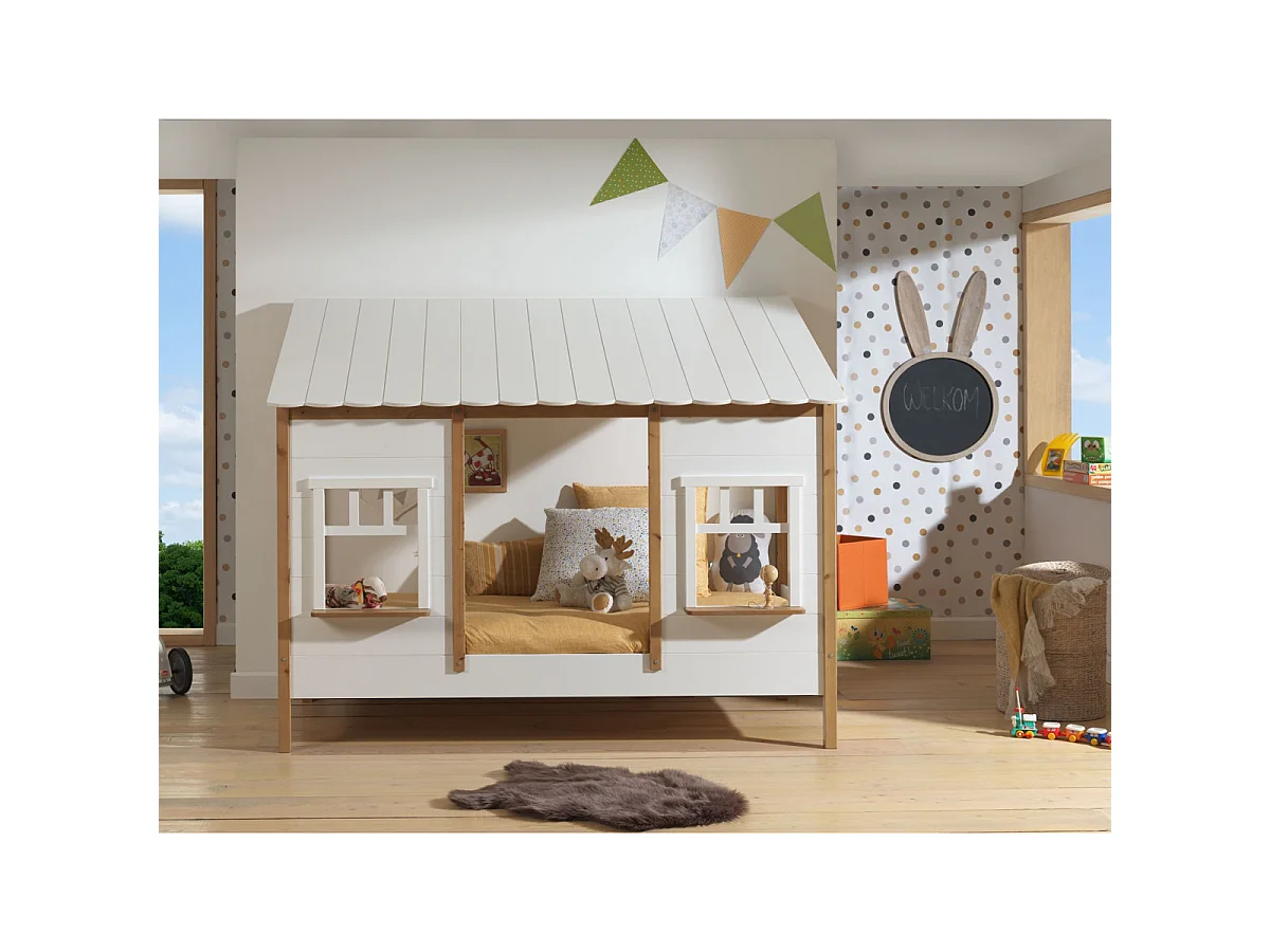 Lit Cabane Enfant "Housebed IV" 90x200cm Blanc