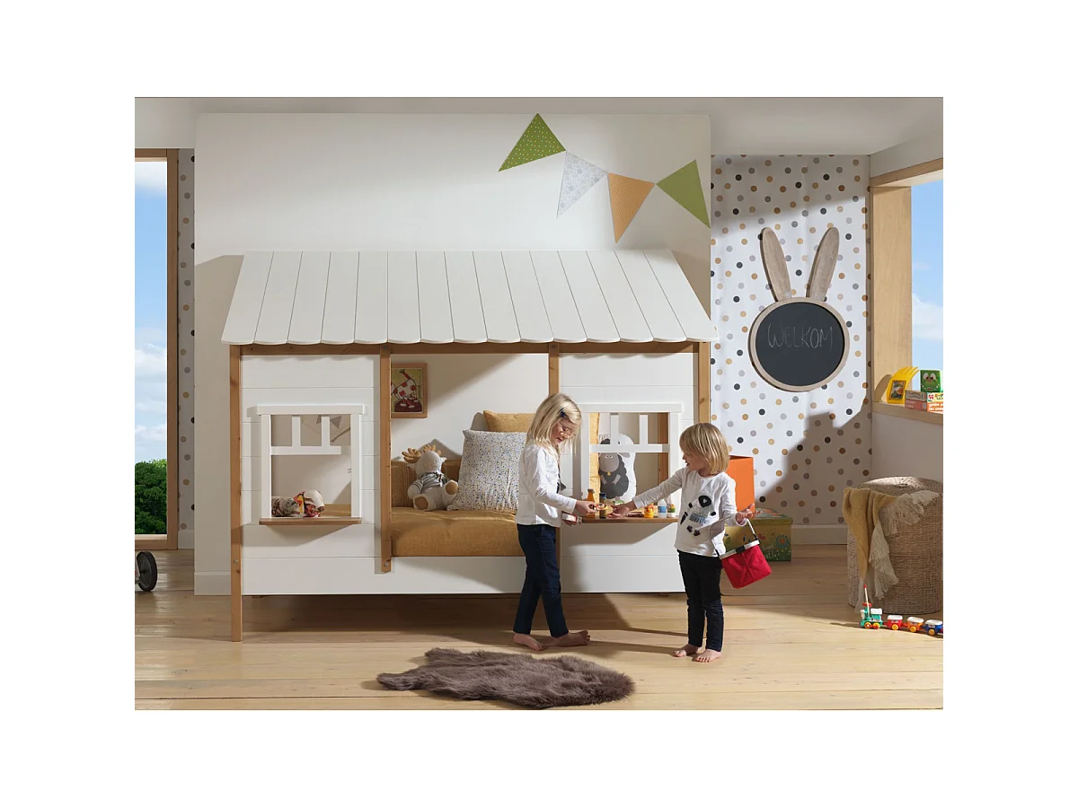 Lit Cabane Enfant "Housebed IV" 90x200cm Blanc