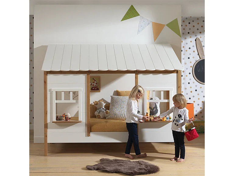 Lit Cabane Enfant "Housebed IV" 90x200cm Blanc