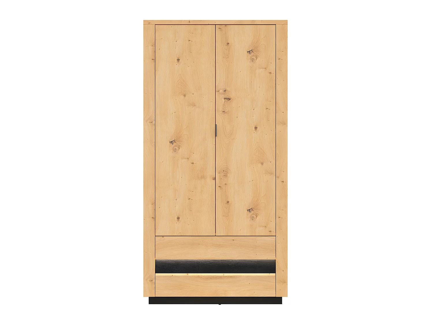 Armoire 2 portes 2 tiroirs avec LED Glenn Bois et Noir