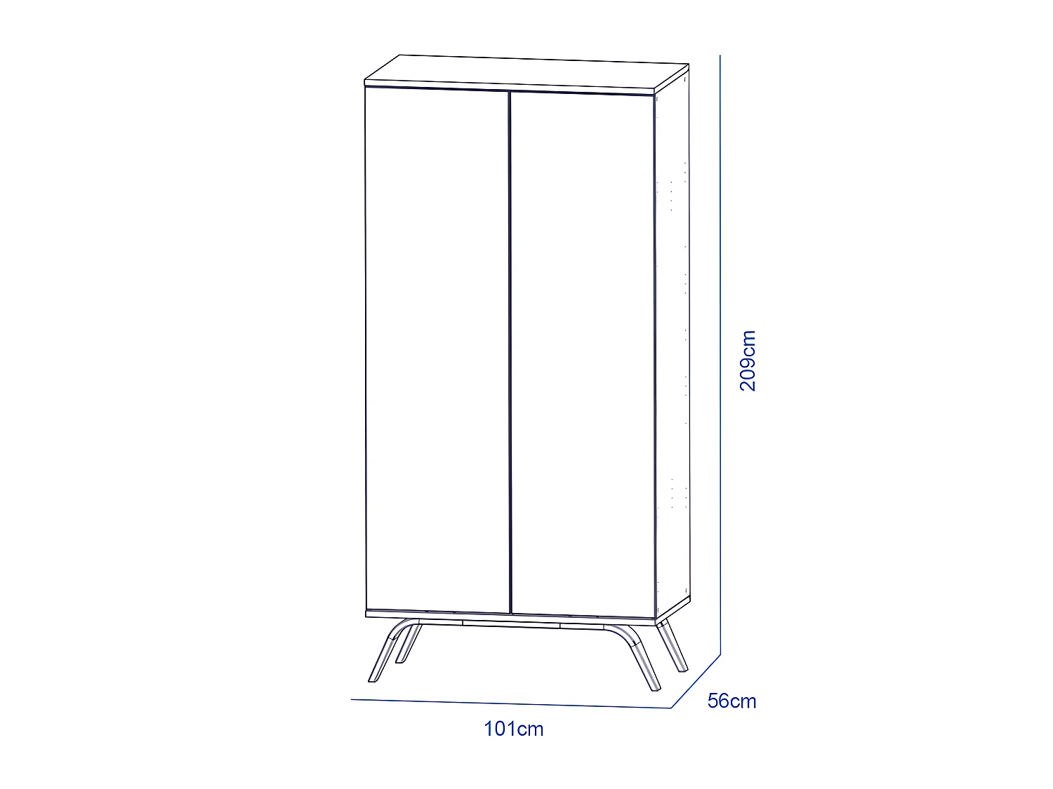 Armoire 2 portes Serena Blanc et bois