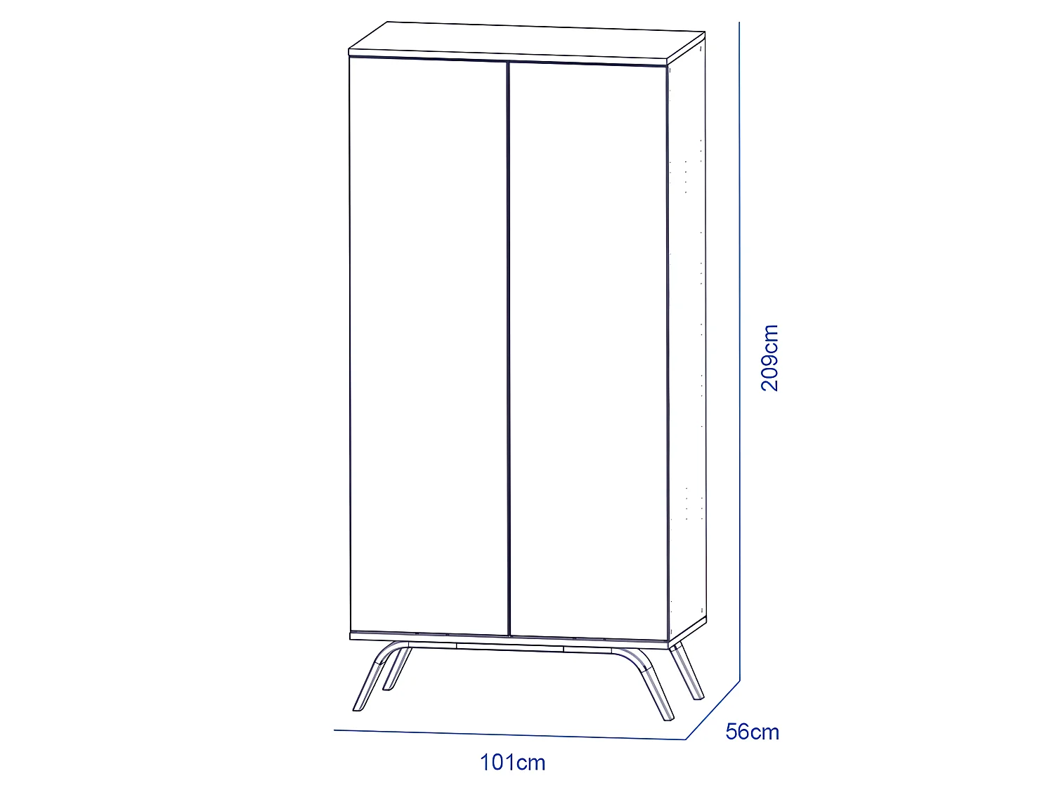 Armadio per bambini a 2 ante in legno bianco 209x102x56cm