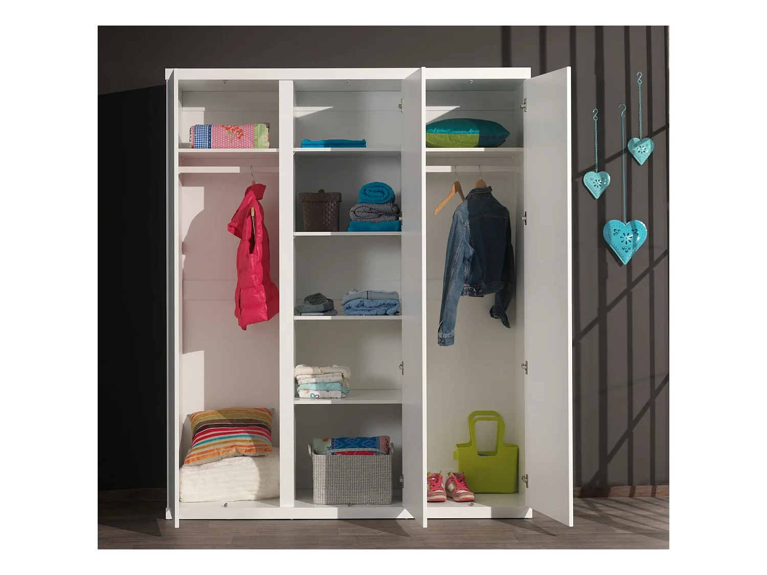 Armario 3 puertas madera lacada blanca Lara