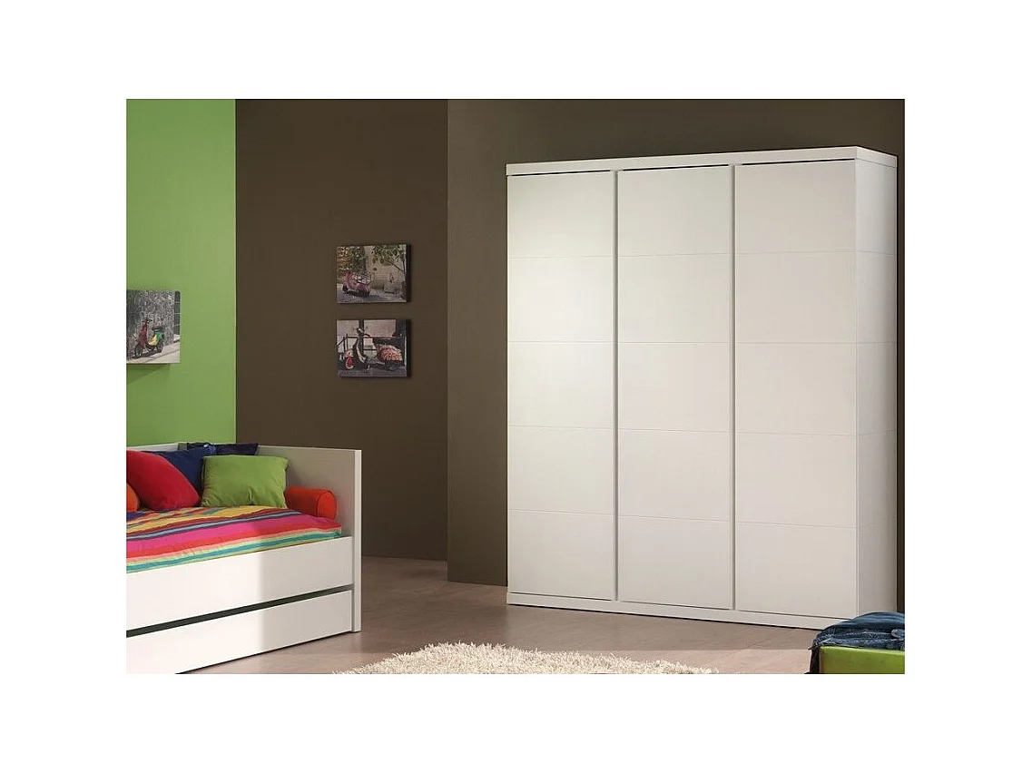 Armario 3 puertas madera lacada blanca Lara