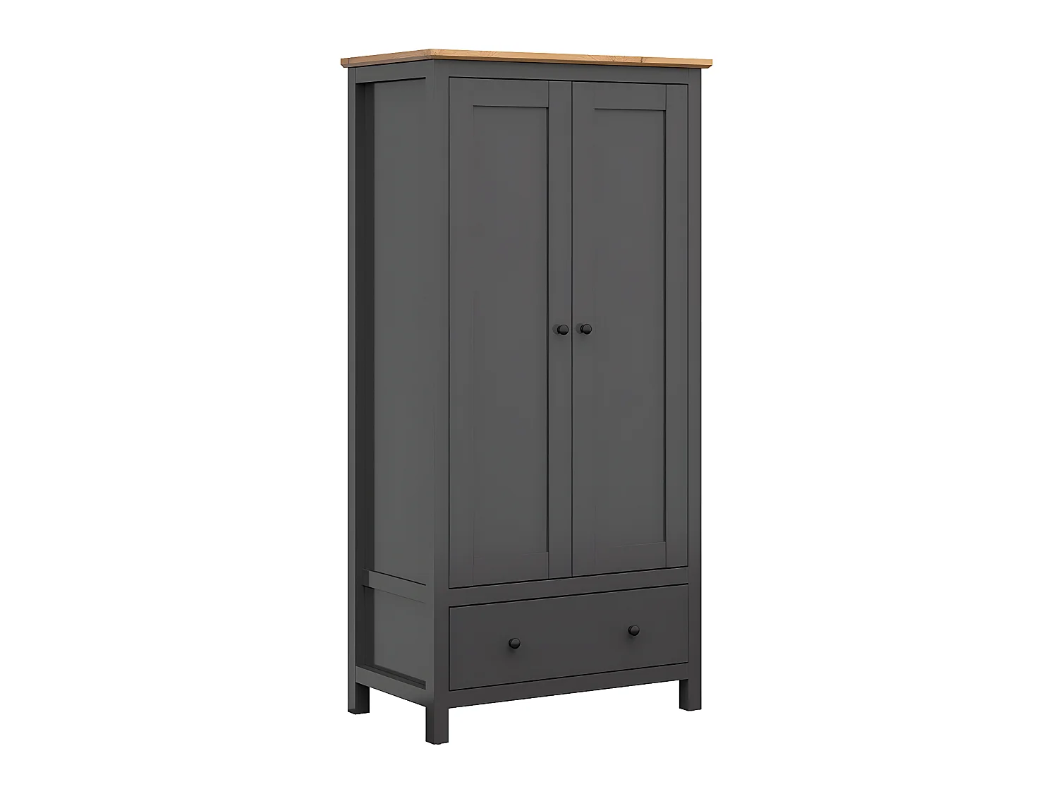 Armoire 2 portes 1 tiroir Duck Gris anthracite et Bois