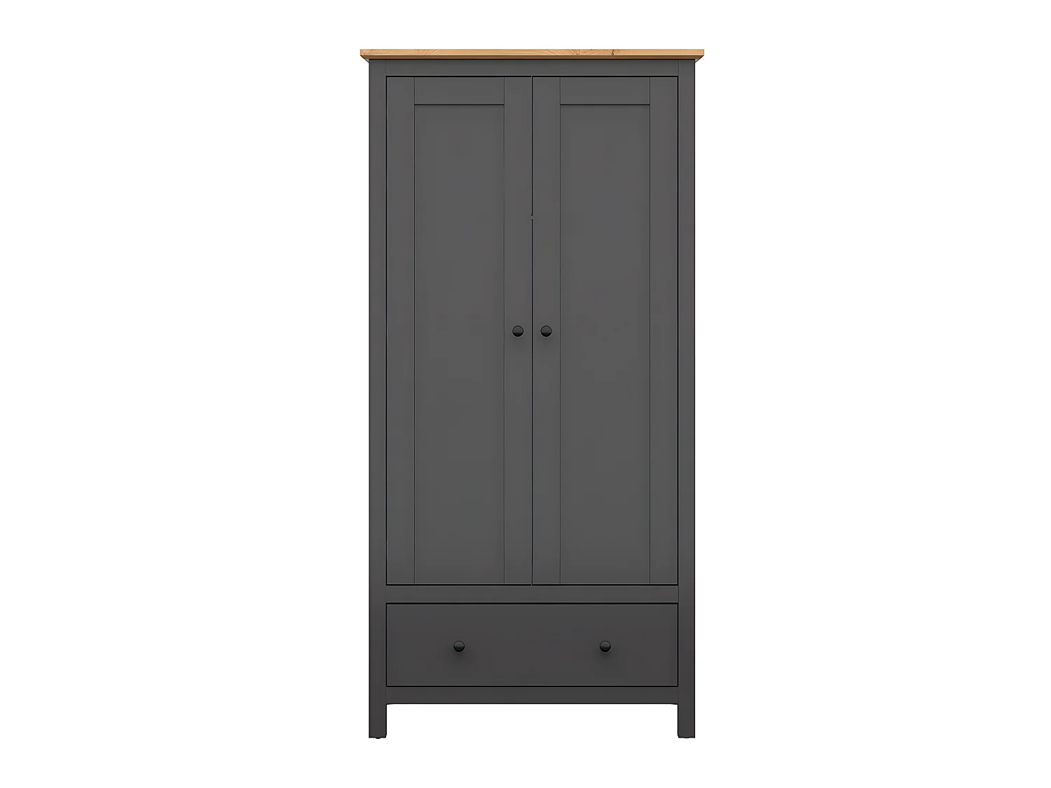 Armoire 2 portes 1 tiroir Duck Gris anthracite et Bois