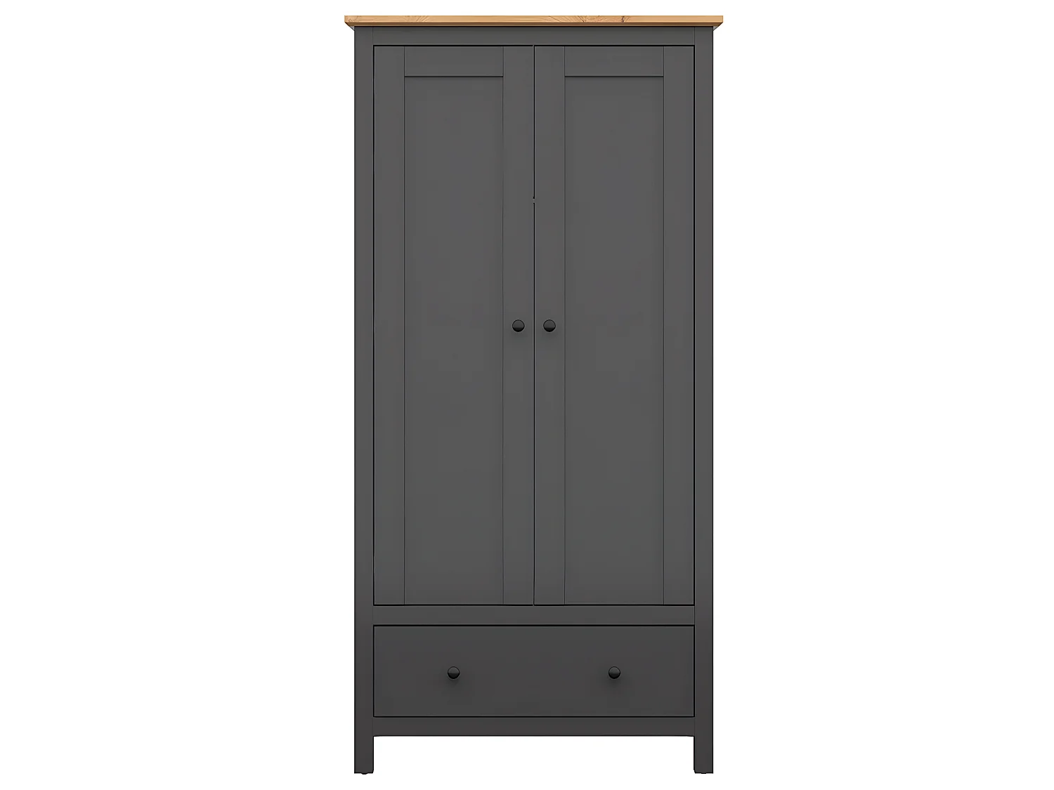 Armoire 2 portes 1 tiroir Duck Gris anthracite et Bois