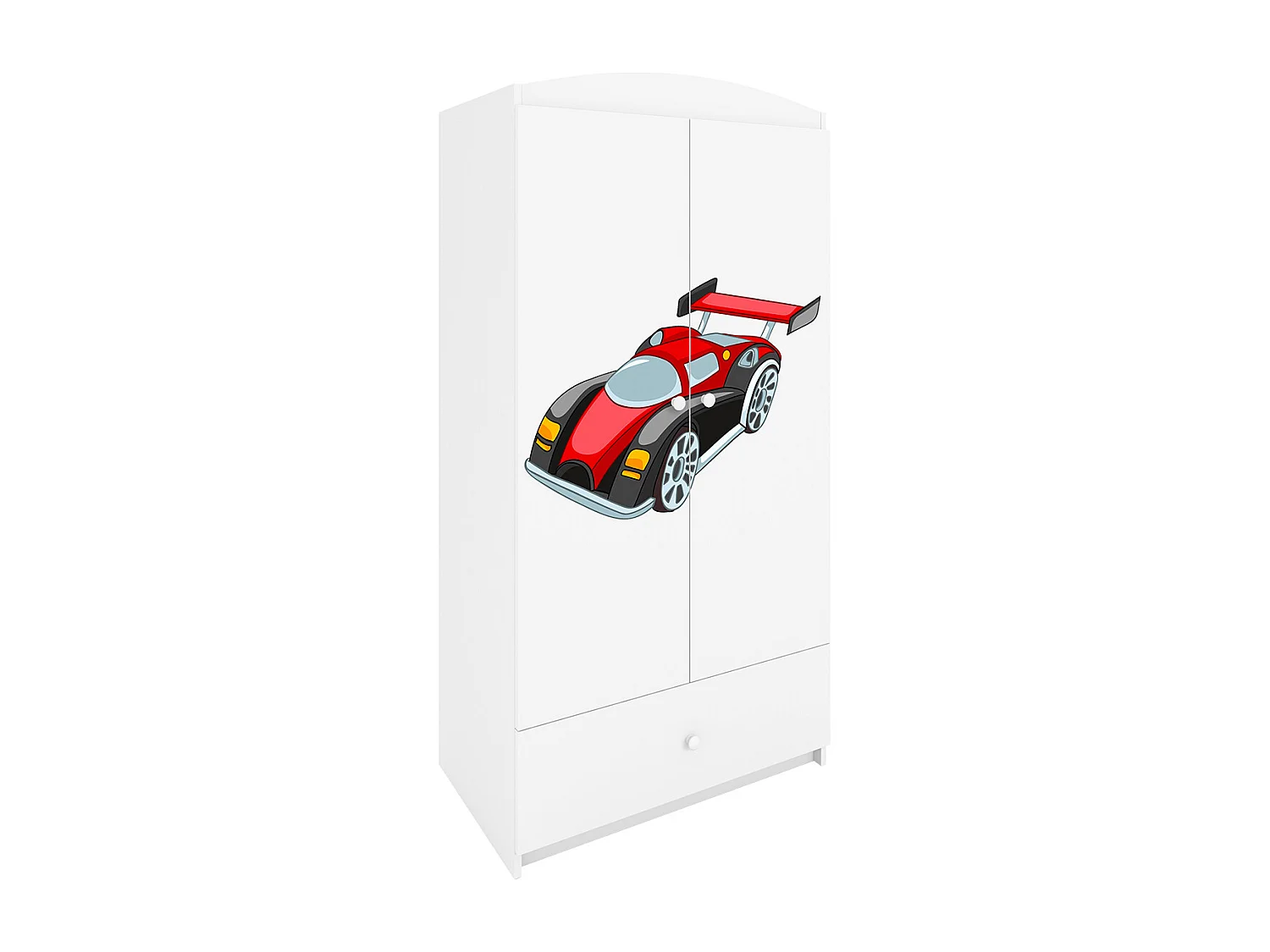 Armoire 2 portes 1 tiroir Babydream Voiture de course - Blanc