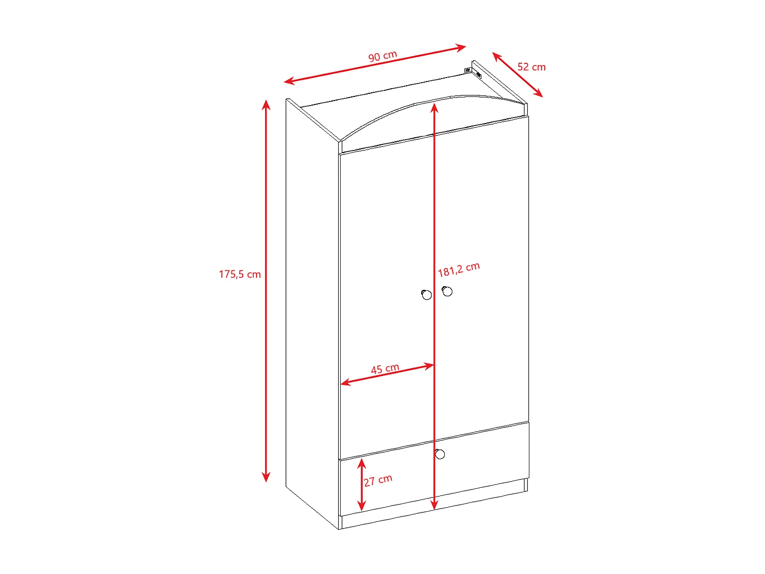 Armoire 2 portes 1 tiroir Babydream Voiture de course - Blanc