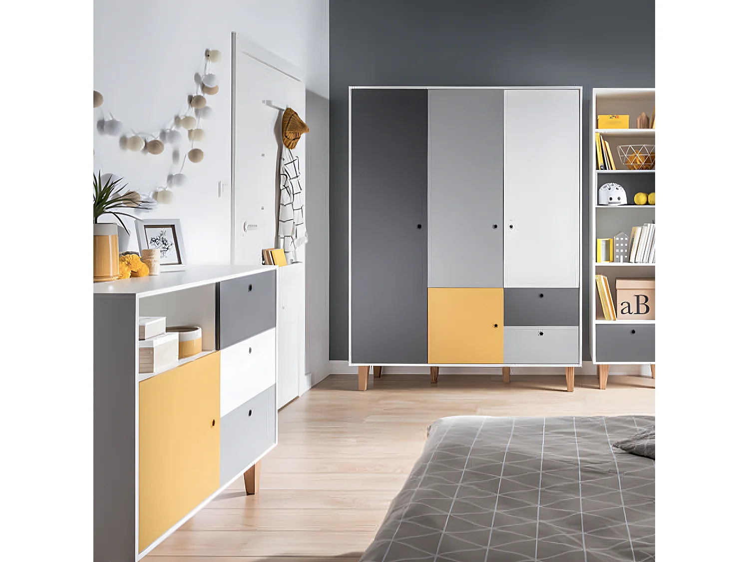 Armoire 3 portes Concept Jaune