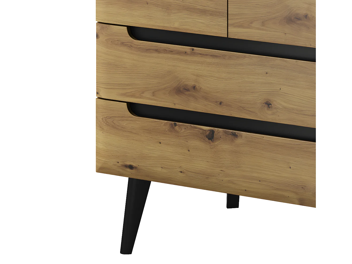 Armoire 2 portes 2 tiroirs Lana Bois et Noir