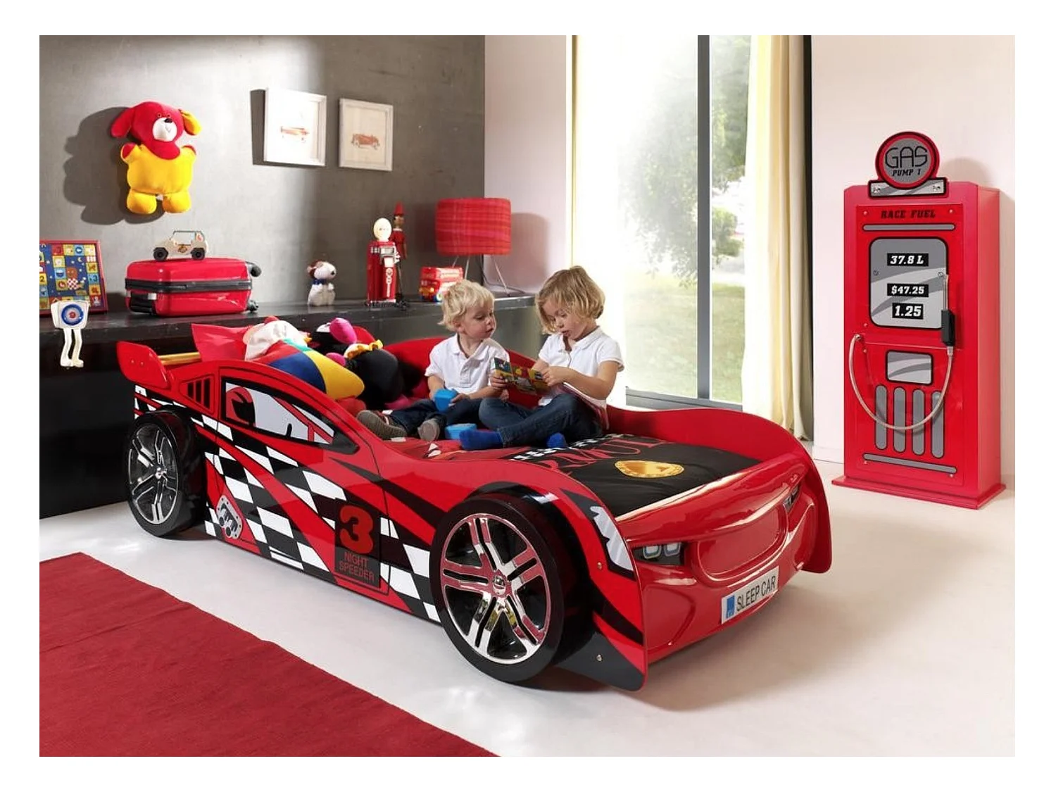 Armoire 1 Porte "Pompe à Essence" 50cm Rouge