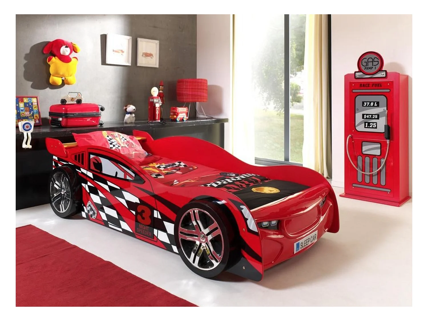 Armoire 1 Porte "Pompe à Essence" 50cm Rouge