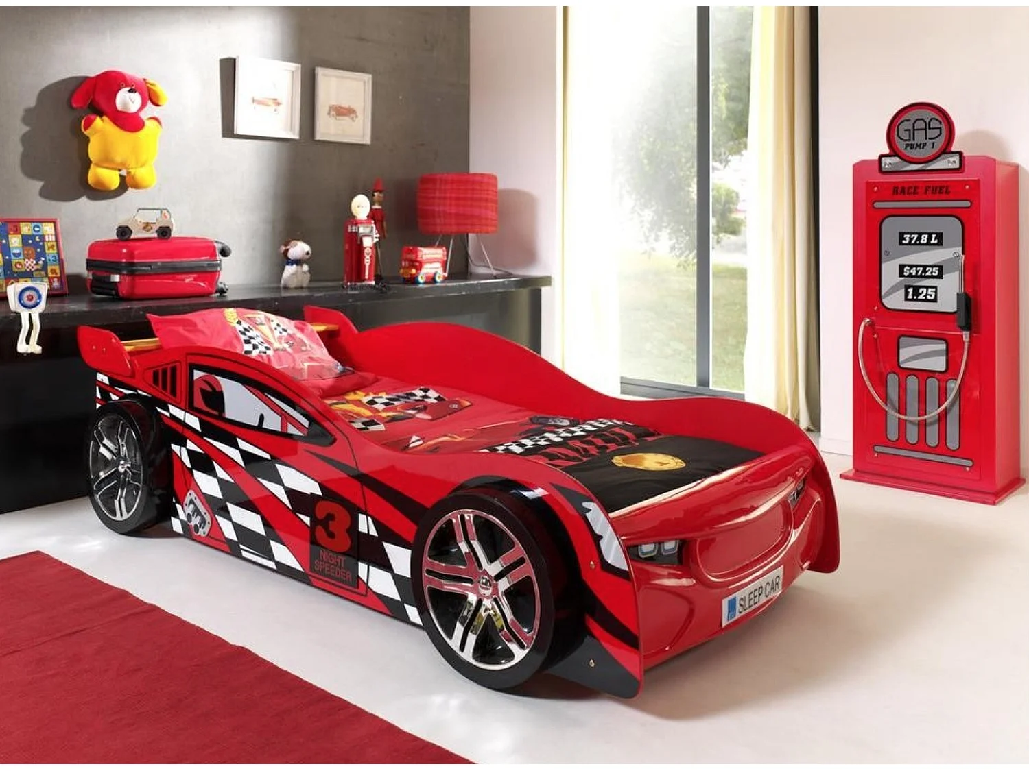 Armoire 1 Porte "Pompe à Essence" 50cm Rouge