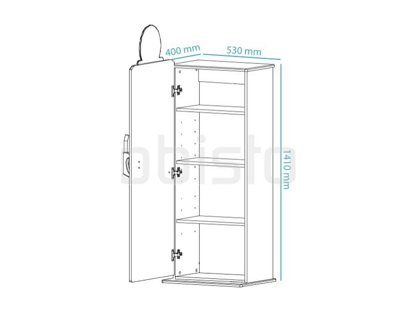 Armoire 1 Porte "Pompe à Essence" 50cm Rouge