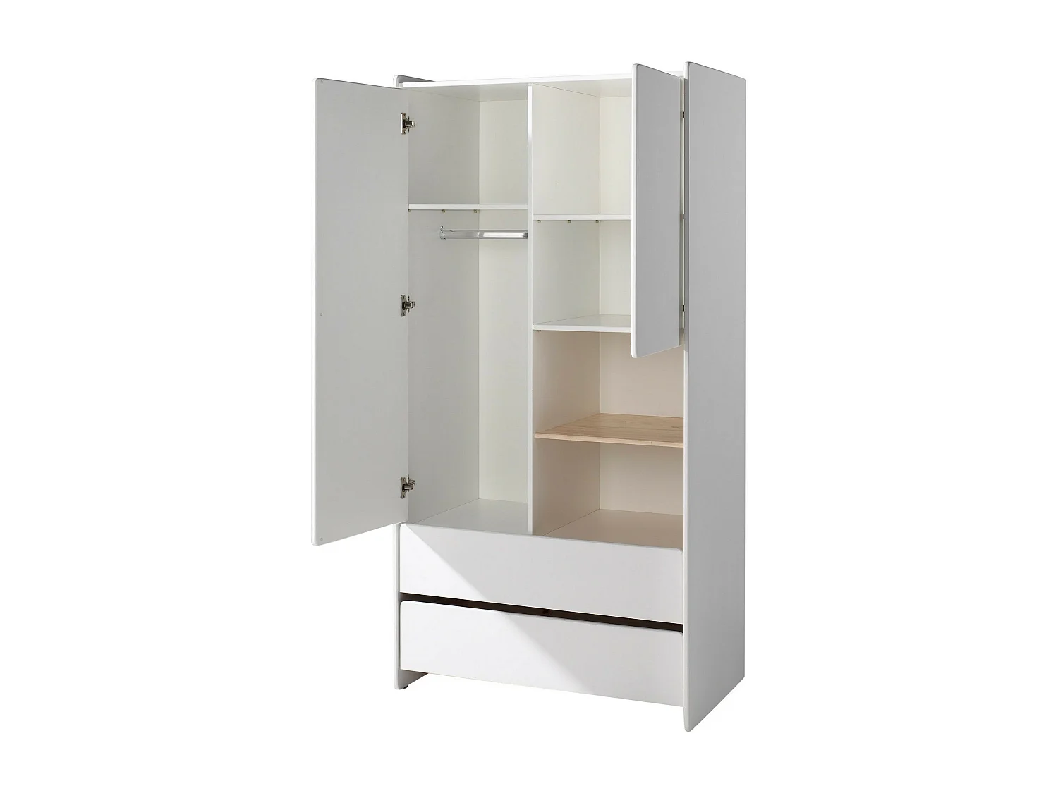 Armoire 2 Portes & 2 Tiroirs "Kiddy" 90cm Blanc