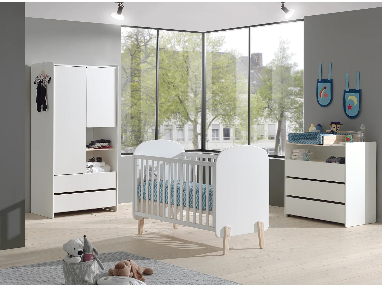 Armoire 2 Portes & 2 Tiroirs "Kiddy" 90cm Blanc