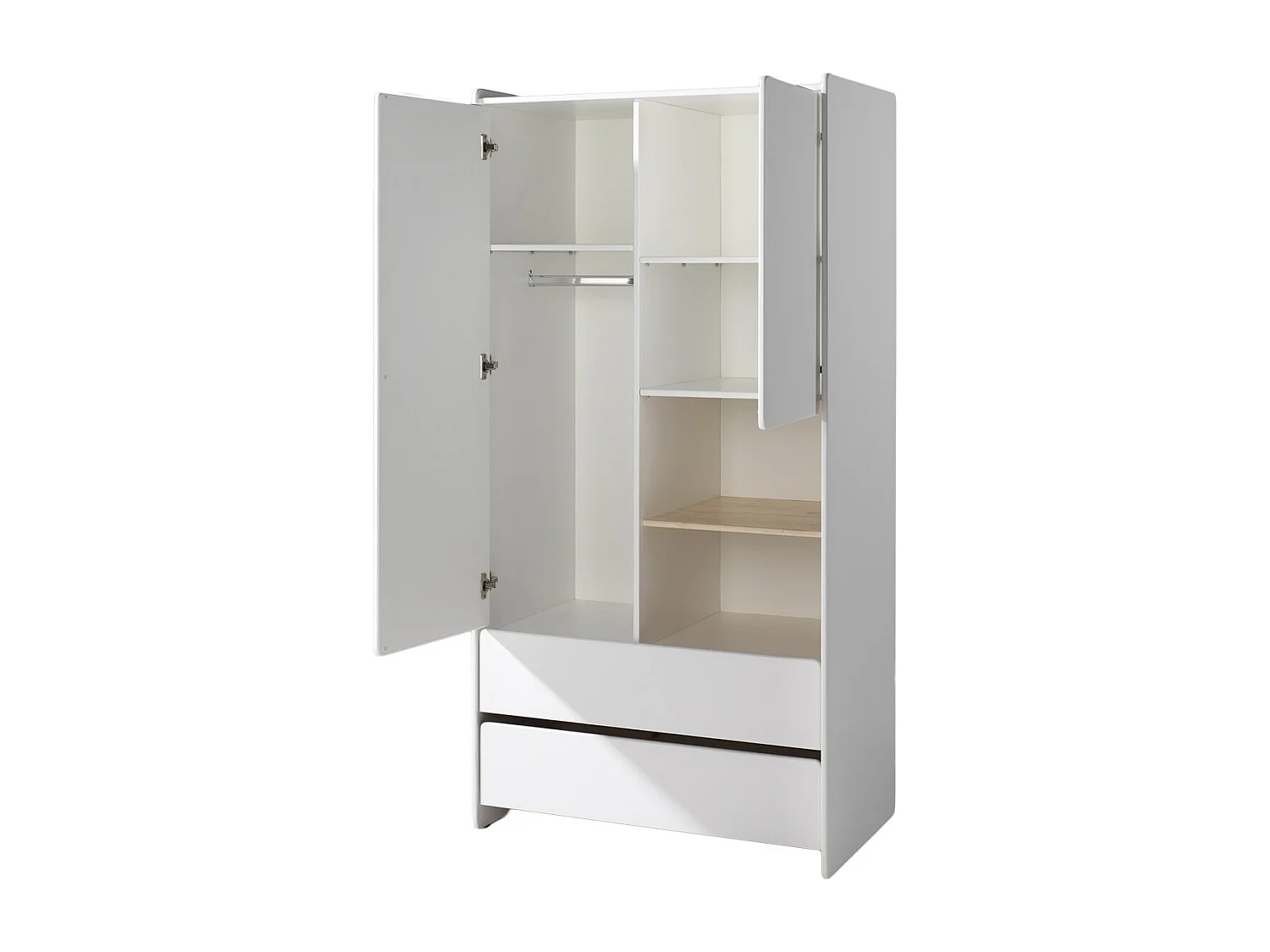 Armoire 2 Portes & 2 Tiroirs "Kiddy" 90cm Blanc