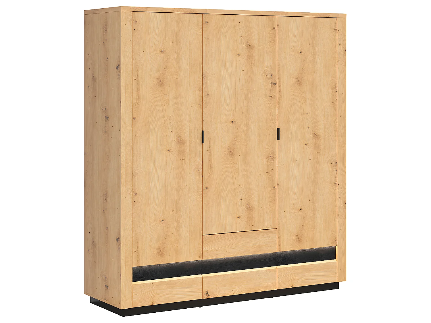 Armário 3 portas 2 gavetas Glenn madeira e preto 199cm