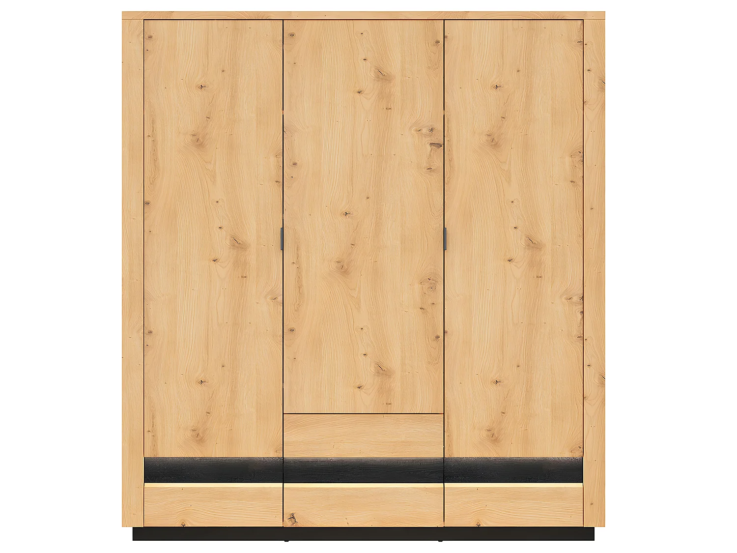 Armário 3 portas 2 gavetas Glenn madeira e preto 199cm