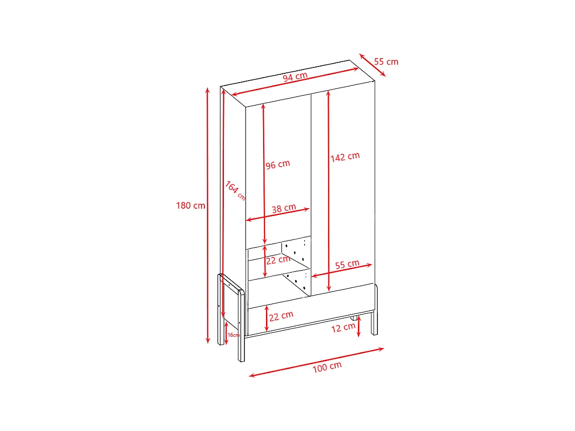 Kocot Kids Victor 2-deurs kast met 1 lade - Wit en Eiken
