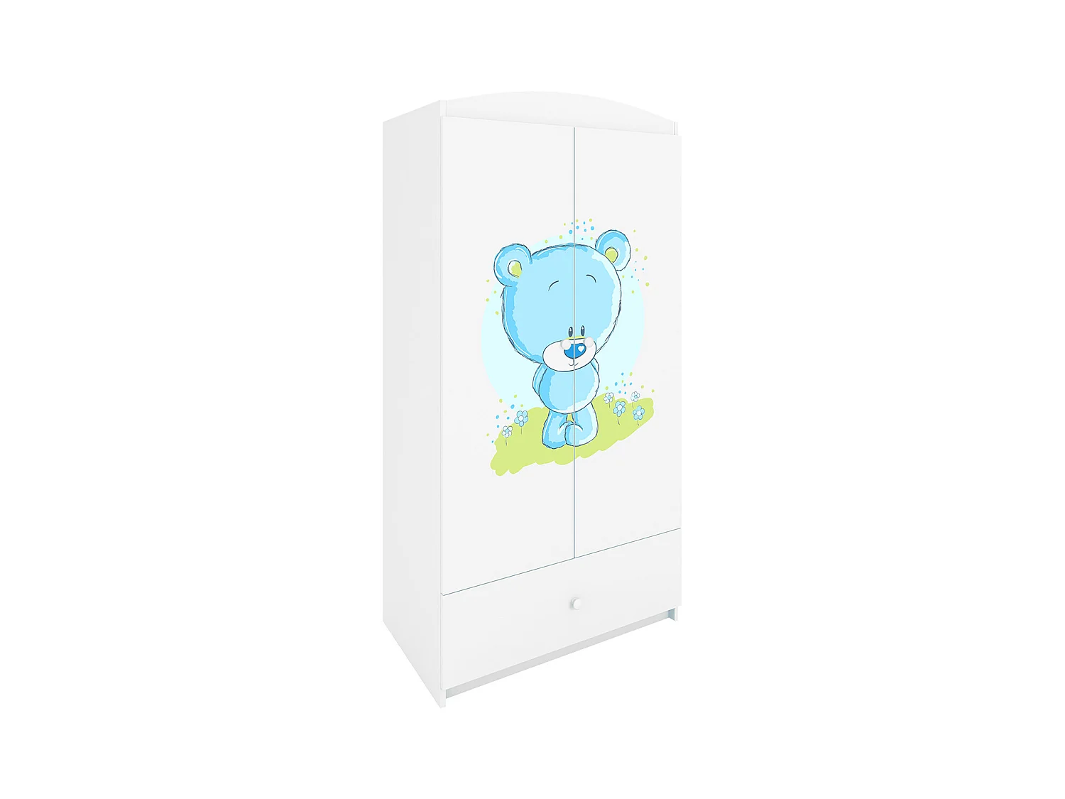 Schrank 2 Türen 1 Schublade Kocot Kids Babydream Bär blau - Weiß