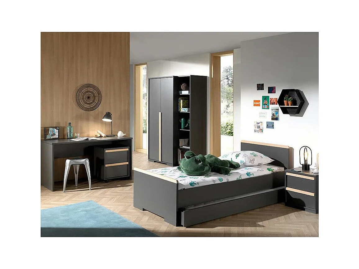 Armoire 2 Portes "London" 195cm Gris Anthracite