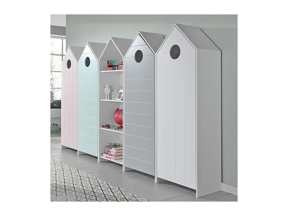 Armario infantil 1 puerta cabaña playa madera lacada verde menta Camila