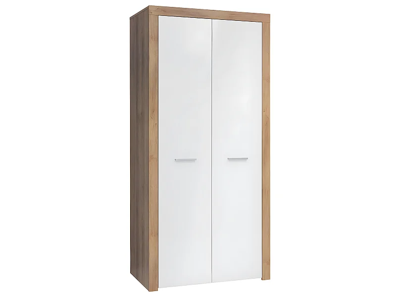 Nora Wit en Hout 2-deurs kledingkast