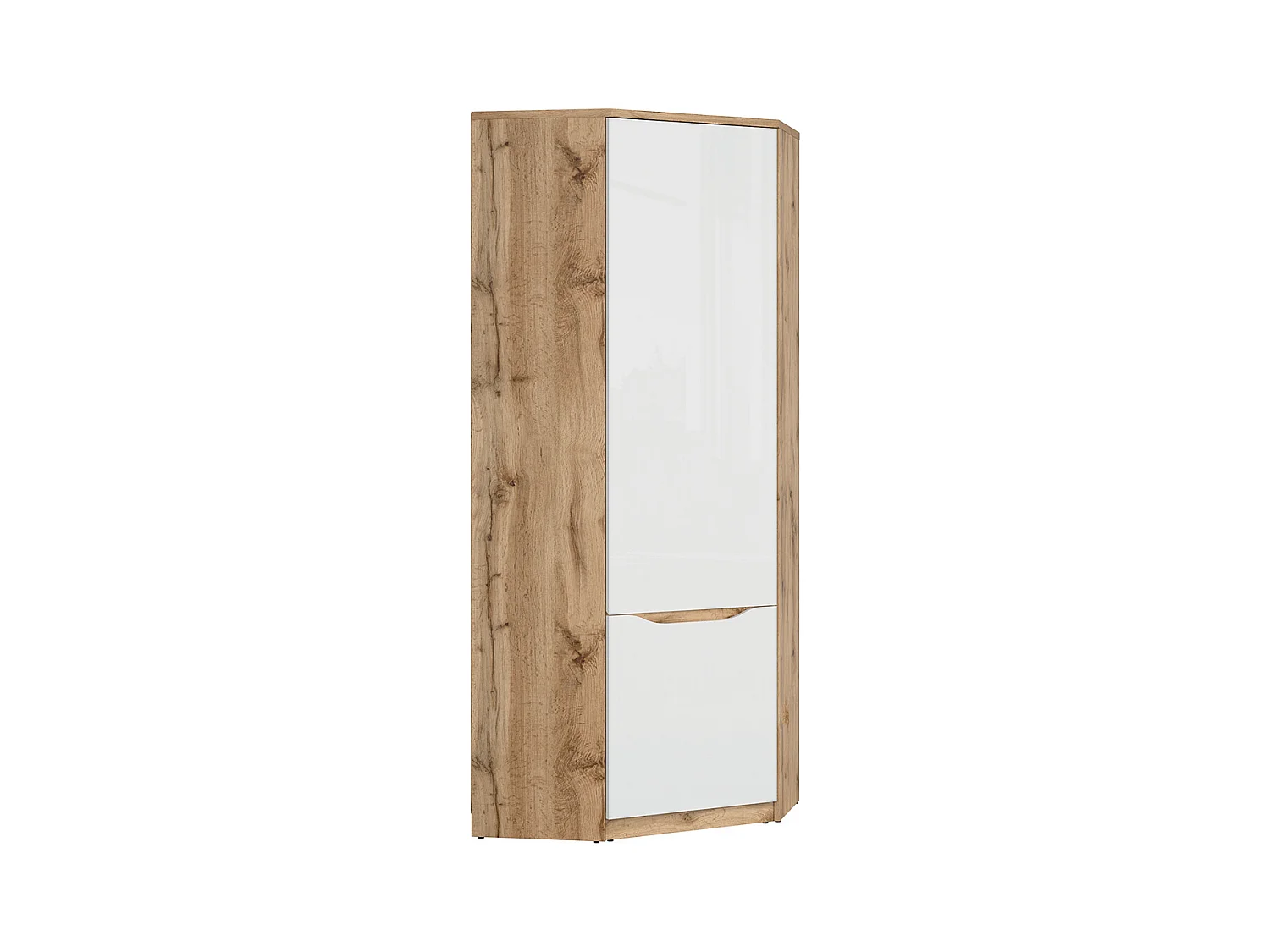 Armoire d'angle 1 porte June Blanc et Bois