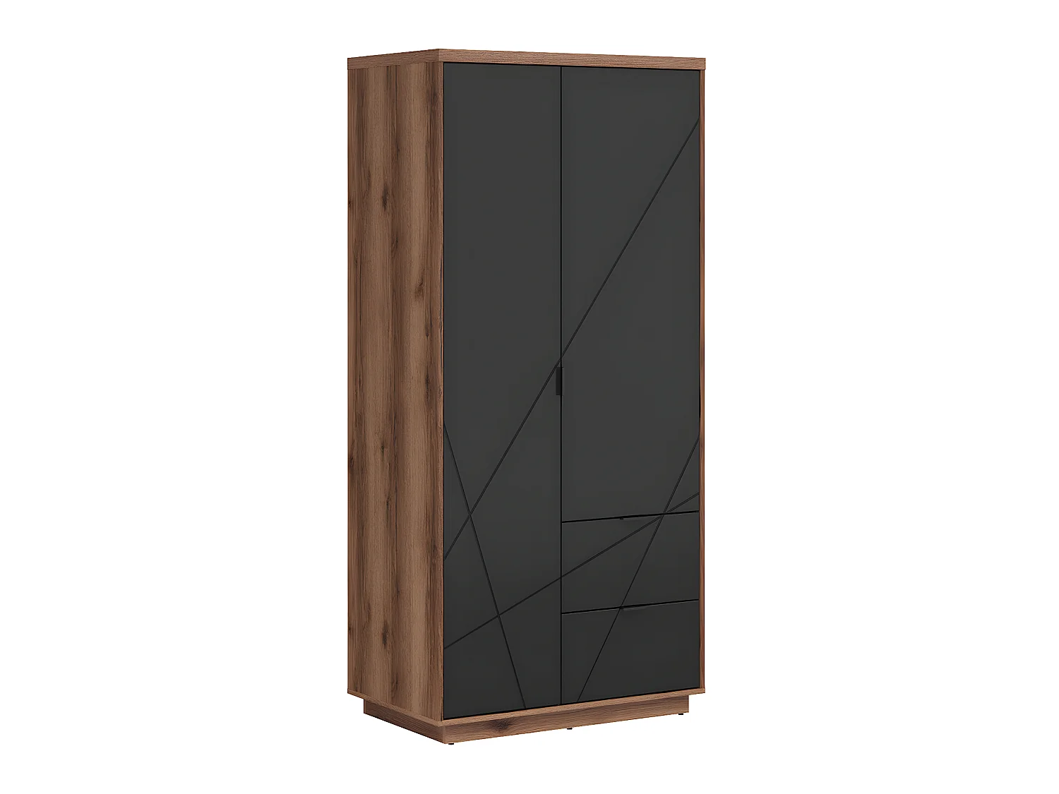 Schrank 2 Türen 2 Schubladen Sven Schwarz und Holz