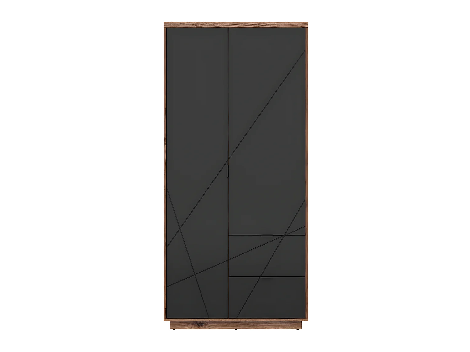 Schrank 2 Türen 2 Schubladen Sven Schwarz und Holz