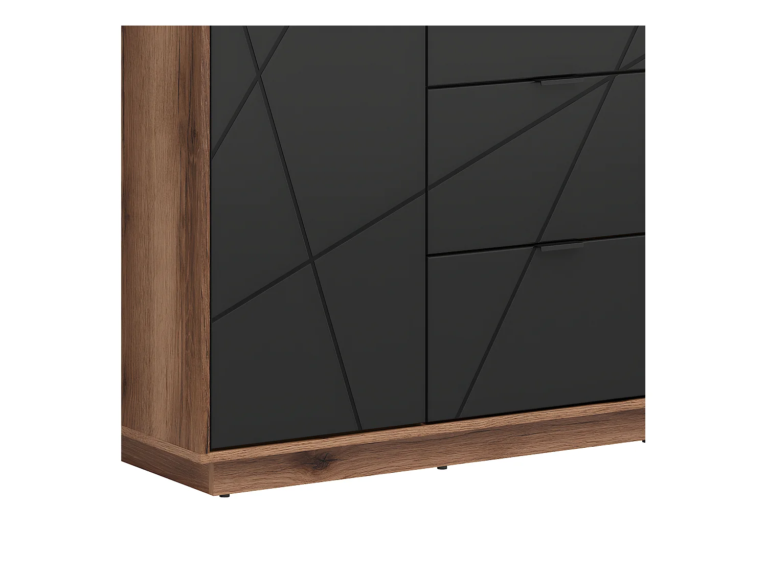 Schrank 2 Türen 2 Schubladen Sven Schwarz und Holz